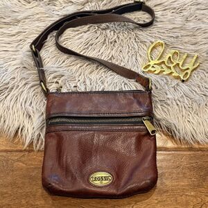 Fossil SL3253 Explorer Mini Bag Brown Leather Crossbody Purse